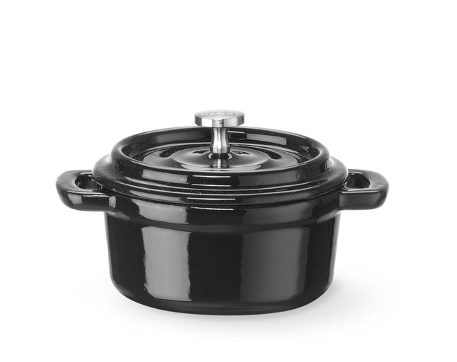 Støbejernsgryde, emaljeret, HENDI, 0,27L, sort, 130x100x(H)48mm, Round
