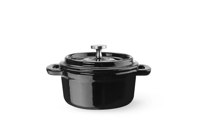 Støbejernsgryde, emaljeret, HENDI, 0,27L, sort, 130x100x(H)48mm, Round