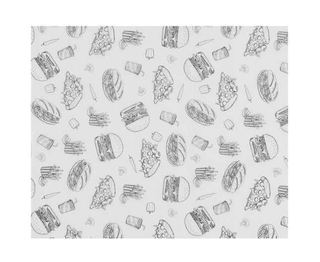 Fedttæt papir, HENDI, Fast Food Illustration Pattern, 500 stk., 200x250mm