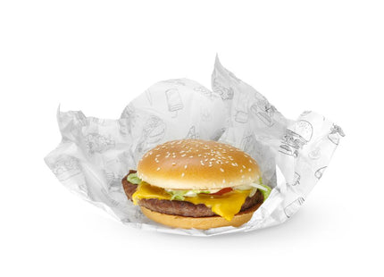 Fedttæt papir, HENDI, Fast Food Illustration Pattern, 500 stk., 250x350mm