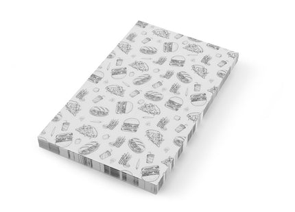 Fedttæt papir, HENDI, Fast Food Illustration Pattern, 500 stk., 250x350mm