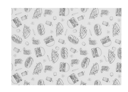 Fedttæt papir, HENDI, Fast Food Illustration Pattern, 500 stk., 250x350mm