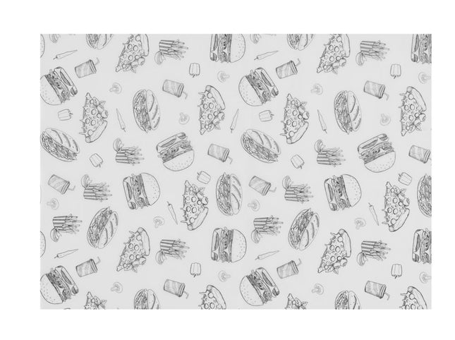 Fedttæt papir, HENDI, Fast Food Illustration Pattern, 500 stk., 250x350mm