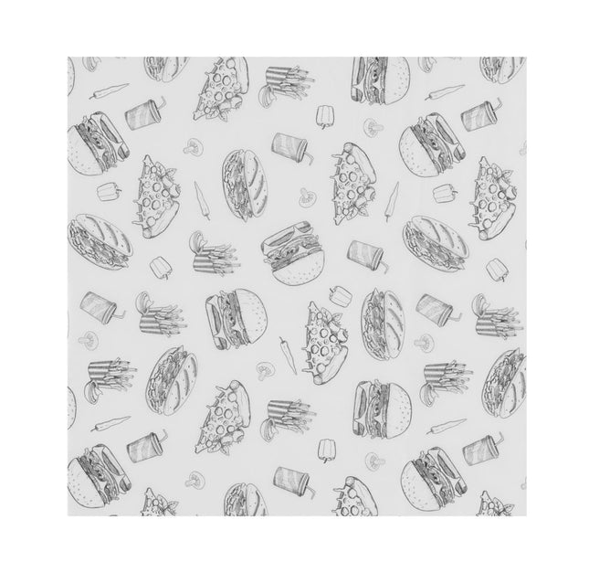 Fedttæt papir, HENDI, Fast Food Illustration Pattern, 500 stk., 305x305mm