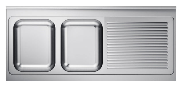 Bordplade med 2 vaske - venstre - 600 x 2000 mm