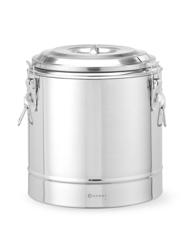 Isoleret transportbeholder, HENDI, Kitchen Line, 19L, Sølv, ⌀350x(H)400mm