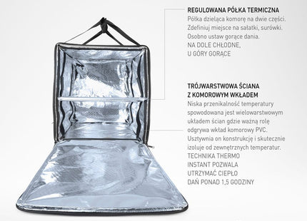Isoleret rygsæk til pizza- og madudbringning, HENDI, 75,2L, Sort, 410x410x(H)480mm