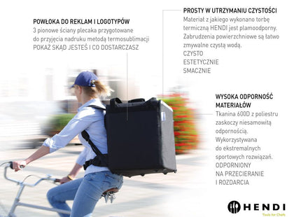 Isoleret rygsæk til pizza- og madudbringning, HENDI, 75,2L, Sort, 410x410x(H)480mm