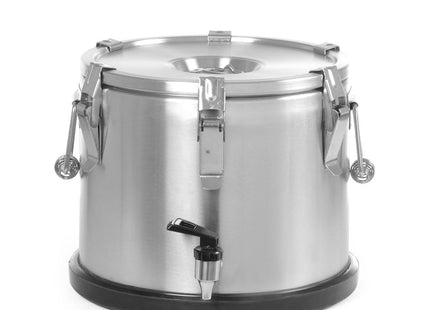 Isoleret transportbeholder – med tappehane, HENDI, Profi Line, 50L, Sølv, ⌀480x(H)380mm