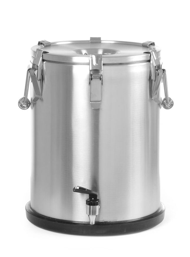 Isoleret transportbeholder – med tappehane, HENDI, Profi Line, 25L, Sølv, ⌀330x(H)430mm