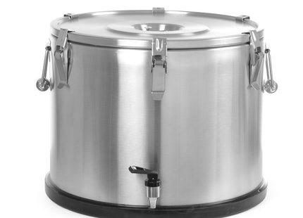 Isoleret transportbeholder – med tappehane, HENDI, Profi Line, 50L, Sølv, ⌀480x(H)380mm