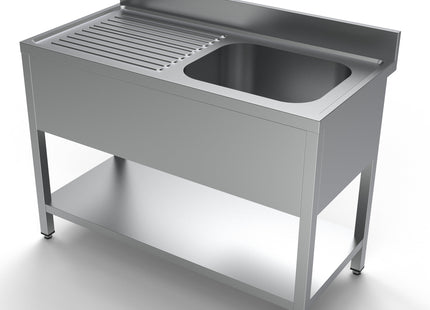 Bord med vask og hylde - 1 kumme til højre - 600 x 1200 mm