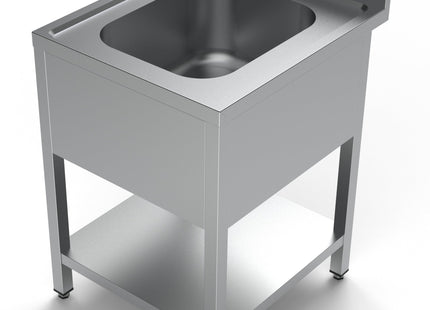 Bord med vask og hylde - 1 kumme i midten - 700 x 600 mm