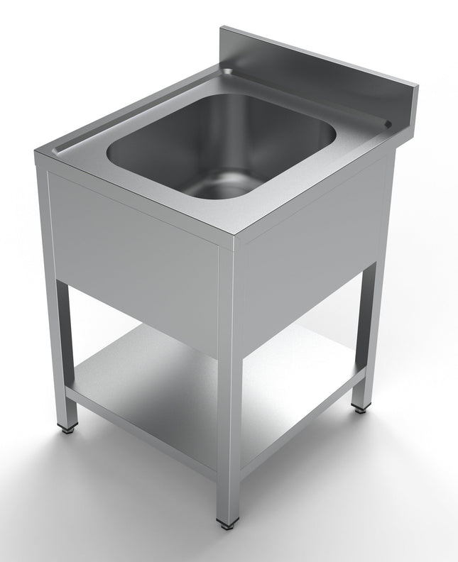Bord med vask og hylde - 1 kumme i midten - 700 x 600 mm