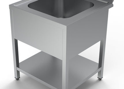 Bord med vask og hylde - 1 kumme i midten - 700 x 700 mm