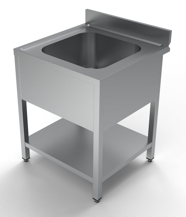 Bord med vask og hylde - 1 kumme i midten - 700 x 700 mm