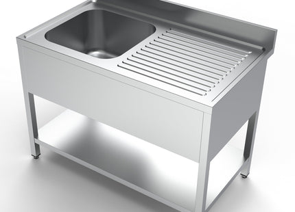 Bord med vask og hylde - 1 kumme til venstre - 700 x 1200 mm