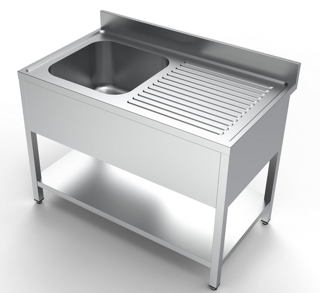 Bord med vask og hylde - 1 kumme til venstre - 700 x 1200 mm