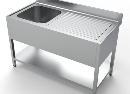 Bord med vask og hylde - 1 kumme til venstre - 700 x 1400 mm