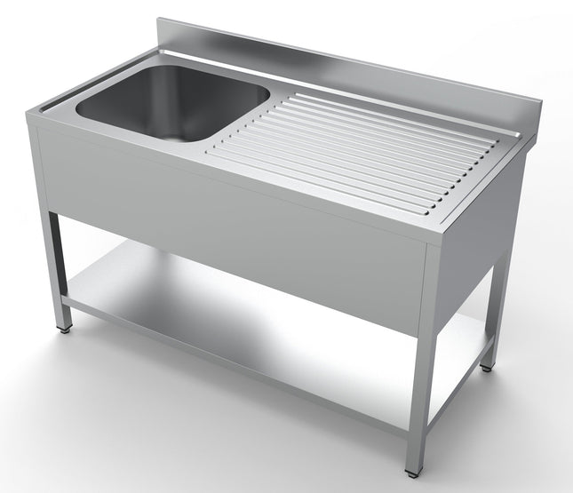 Bord med vask og hylde - 1 kumme til venstre - 700 x 1400 mm