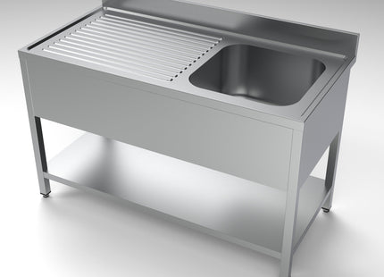 Bord med vask og hylde - 1 kumme til højre - 700 x 1400 mm