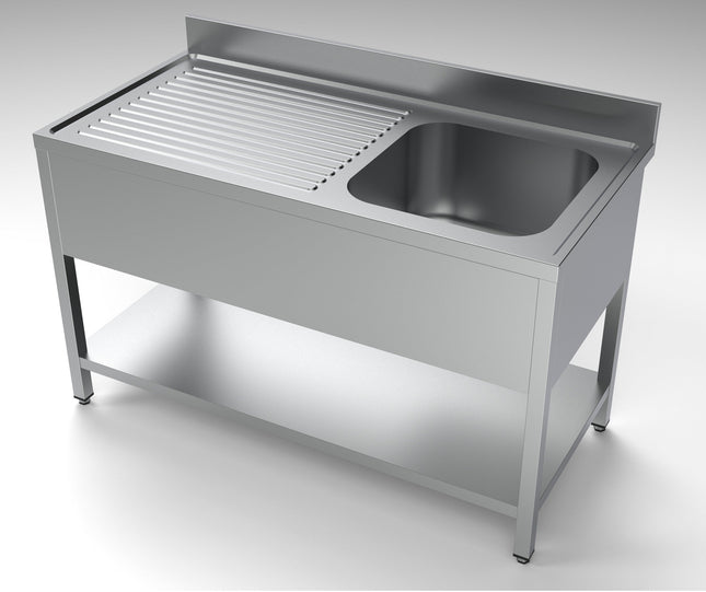Bord med vask og hylde - 1 kumme til højre - 700 x 1400 mm