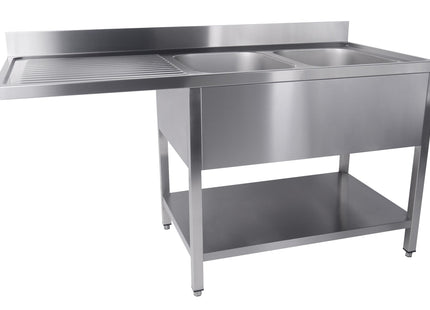 Bord til opvaskemaskine - med hylde - 700 x 1600 mm