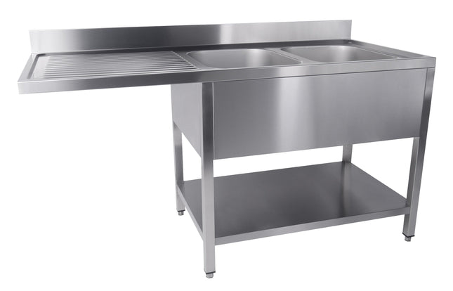 Bord til opvaskemaskine - med hylde - 700 x 1600 mm