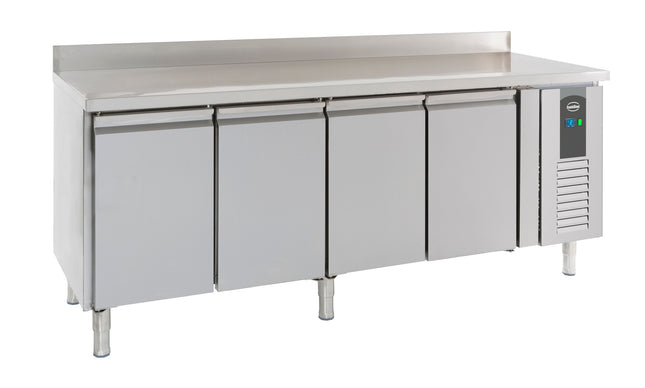 Kølebord - 4 låger - Opstand - Mål: 2230 x 700 x 850 mm