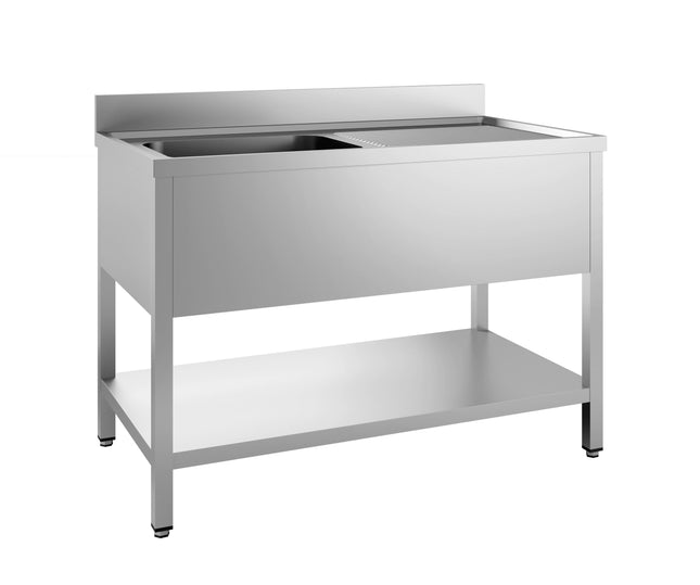 Bord med 2 vaske og hylde - venstre - 700 x 1600 mm (flat packed)