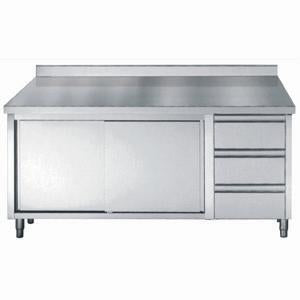 Arbejdsbord - skydedøre - skuffer - opstand - Mål: 700 x 1600 mm