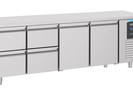 Kølebord - 2 døre og 4 skuffer - 700 x 2330 mm (Energy Line)