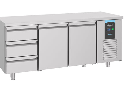 Kølebord - 2 døre og 3 skuffer - 700 x 1865 mm (Energy Line)