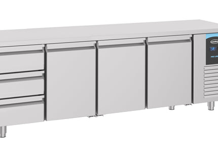 Kølebord - 3 døre og 3 skuffer - 700 x 2330 mm (Energy Line)