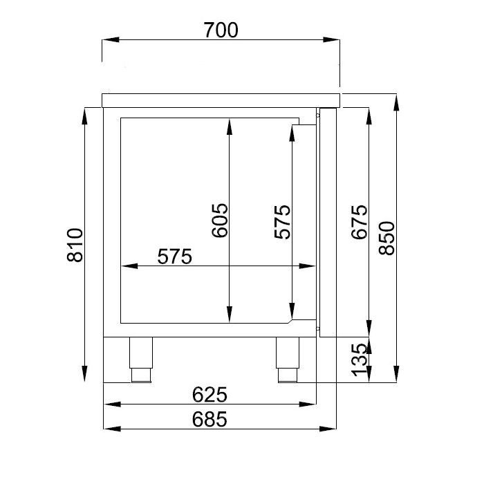 Kølebord - Proline - 4 Døre - GN 1/1