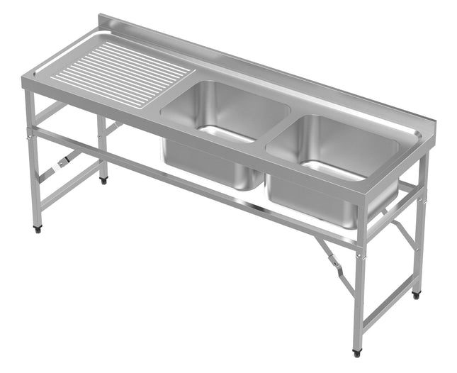 Bord med 2 vaske - 600 x 1800 mm