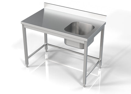 Bord med 1 vask - højre - 700 x 1200 mm