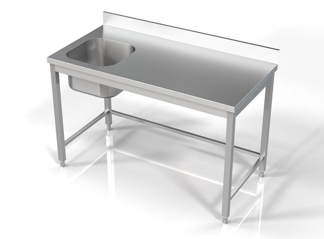 Bord med 1 vask - venstre - 700 x 1400 mm