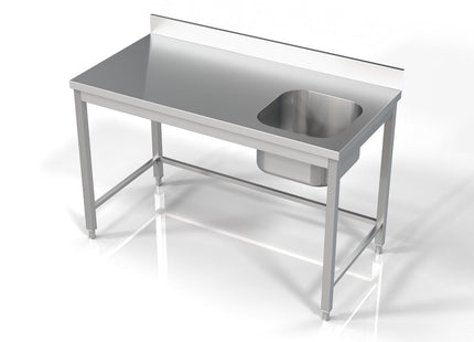 Bord med 1 vask - højre - 700 x 1400 mm