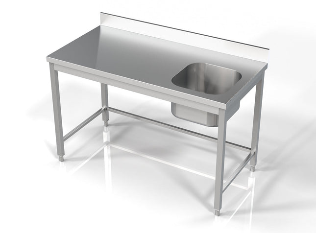 Bord med 1 vask - højre - 700 x 1400 mm