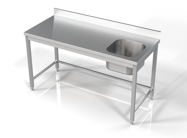 Bord med 1 vask - højre - 700 x 1600 mm