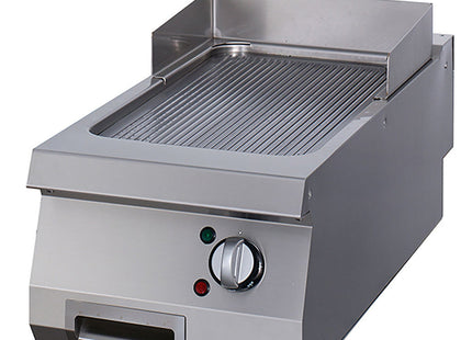 Premium bageplade - Rillet krom - Enkelt enhed - 90 cm dyb - Elektrisk