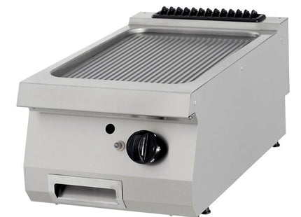 Premium bageplade - rillet - Enkelt enhed - 90 cm dyb - Gas