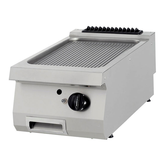 Premium bageplade - rillet - Enkelt enhed - 90 cm dyb - Gas