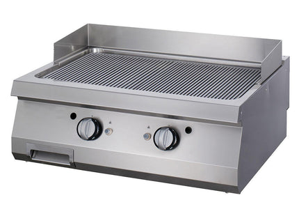 Premium bageplade - Rillet krom - Dobbelt enhed - 90 cm dyb - Gas