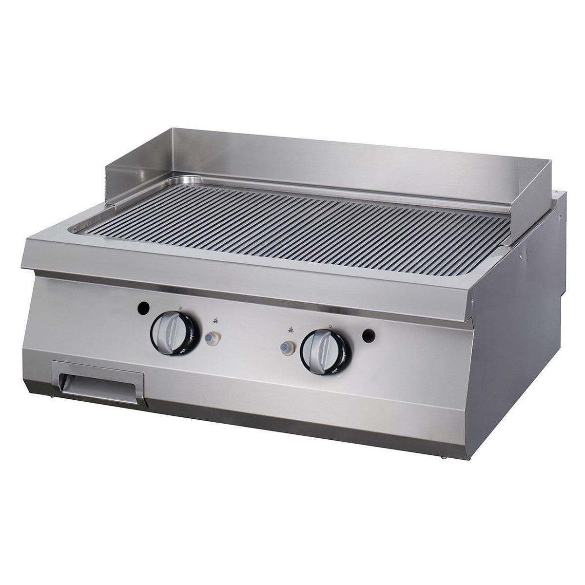 Premium Stegeplade - Rillet Krom - Dobbelt Enhed - 90 cm Dyb - Elektrisk