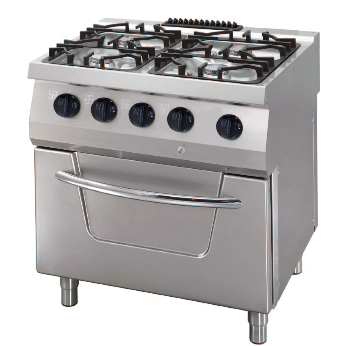 Kraftig Komfur - 4 Blus - Dobbelt Enhed - 70cm Dyb - 33kW - Gas inkl. Elektrisk Ovn