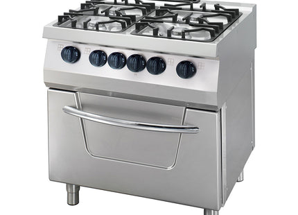 Heavy Duty komfur - 4 brændere - Dobbelt enhed - 70 cm dyb - 36kW - Gas inkl elektrisk ovn
