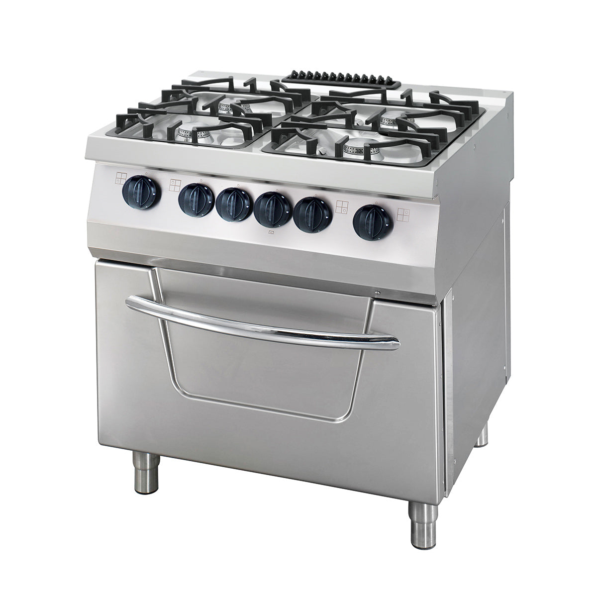 Kraftig Komfur - 4 Blus - Dobbelt Enhed - 70cm Dyb - 36kW - Gas inkl. Elektrisk Ovn