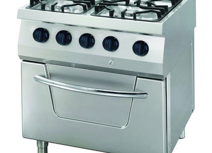 Kraftig komfur - 4 blus - Dobbelt enhed - 70 cm dyb - 34 kW - Gas inkl. ovn